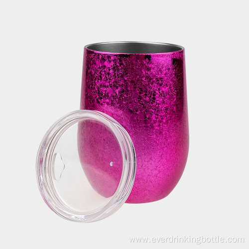 300mL Crackle Flat Lid Insulated Egg Wine Tumbler